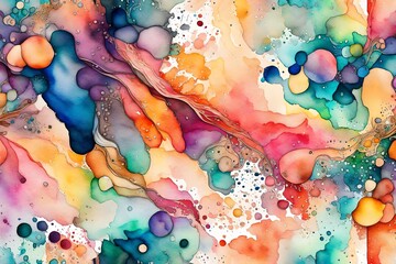 Generate a captivating image showcasing the intricate details of a vibrant, abstract watercolor texture. 
