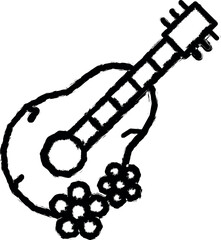 Guitar, flower, plant icon grunge style vector