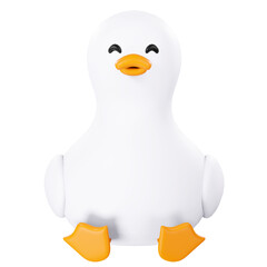 Cute duck animal, 3d render illustration.