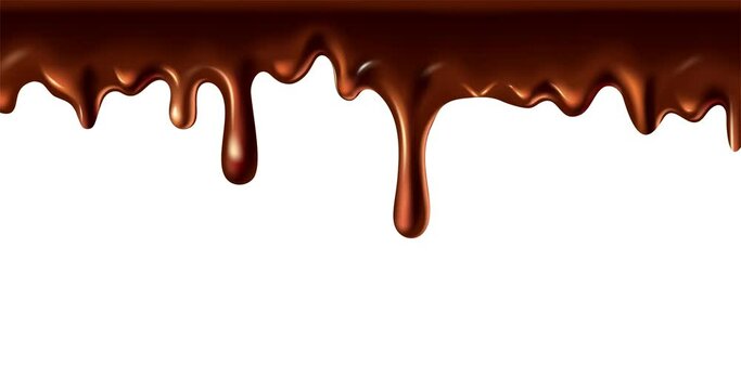 melted chocolate dripping animation, Chocolate dripping on white background animation