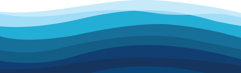 Abstract blue ocean waves background vector. Flat design style
