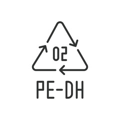 PE-HD 02 recycling code symbol line icon. Plastic recycling vector high density polyethylene sign. Line design. Editable stroke