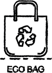 eco bag outline icon grunge style vector