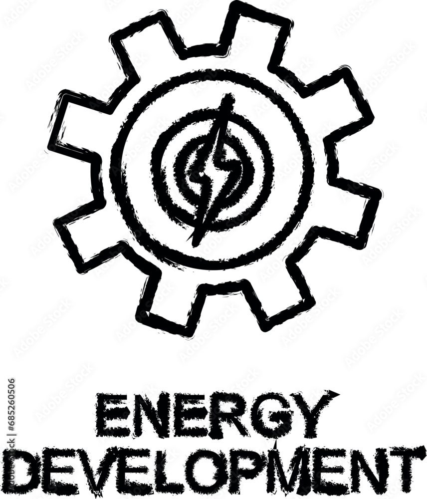 Sticker energy development outline icon grunge style vector