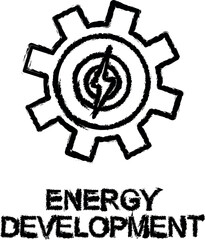 energy development outline icon grunge style vector