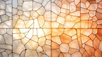 Crystal texture with abstract voluminous light and orange colors, , the crystals are separated by a...