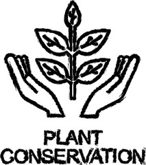 plant conservation outline icon grunge style vector