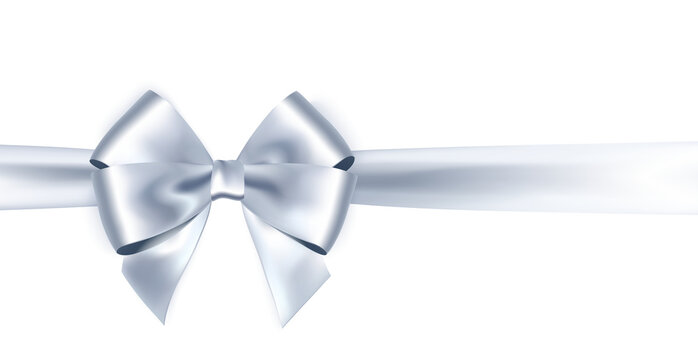 Grey Ribbon With Bow Against Transparent Background