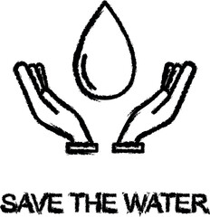 save the water outline icon grunge style vector