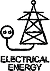 electrical energy outline icon grunge style vector