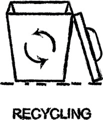 recycling outline icon grunge style vector
