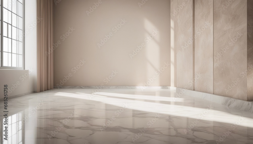 Wall mural light and shadow room mock ups - light beige and white marble wall