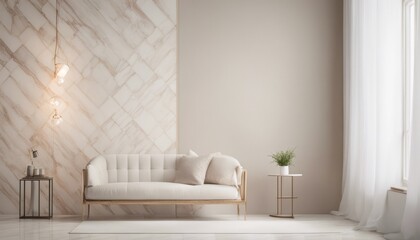 Fototapeta premium light and shadow room mock ups - light beige and white marble wall