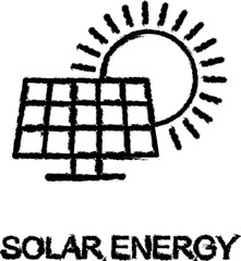 solar energy outline icon grunge style vector