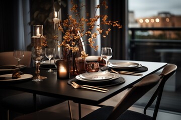 Fototapeta na wymiar Elegant table setting with decorate set