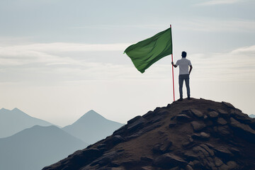 Obraz premium Person on the top of the mountain