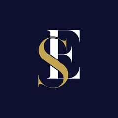  SE SE Letter Logo Design with a Creative Cut. Creative logo design with Black Background