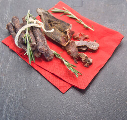 Dried beef jerky and sausage a traditional snack in many countrues