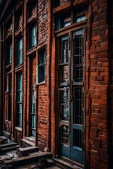 Capture the intricate beauty of aging architecture, showcasing the allure of peeling paint, weathered bricks, and rusted iron in a mesmerizing photograph.