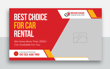 Car rental YouTube thumbnail, social media and web banner template, automotive YouTube thumbnail, Luxury car rent YouTube thumbnail template