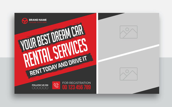 Car Rental YouTube Thumbnail, Social Media And Web Banner Template, Automotive YouTube Thumbnail, Luxury Car Rent YouTube Thumbnail Template