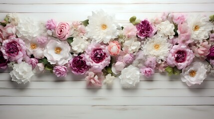 roses and flowers on white wooden table