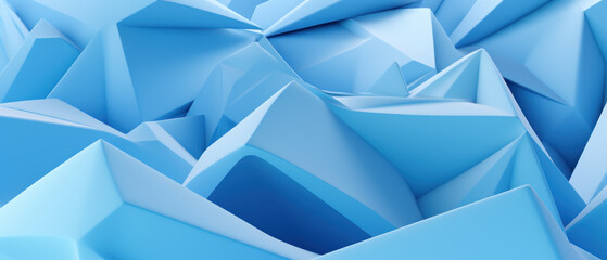 Abstract composition of blue triangular shapes.