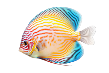 Beautiful Single Full Color Symphysodon Discus On Transparent Background