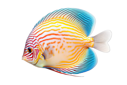 Beautiful Single Full Color Symphysodon Discus On Transparent Background
