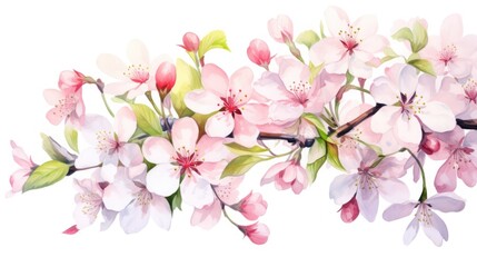 Fototapeta na wymiar watercolor cherry blossom , frame watercolor illustration