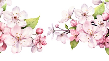 Fototapeta na wymiar watercolor cherry blossom , frame watercolor illustration