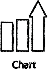 chart with arrow icon grunge style vector