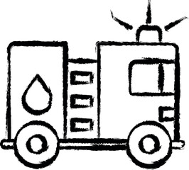 Firefighter, fire truck two color icon grunge style vector