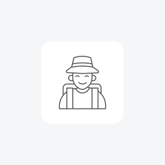 Traveler, Travel, Adventure, thin line icon, grey outline icon, pixel perfect icon