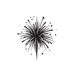 Happy New Year Fireworks Bursting Silhouette - A Night Sky Filled with the Magic of Bursting Fireworks - Fireworks Bursting Black Vector

