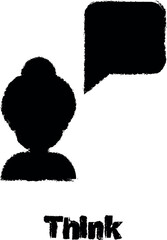 think, female color icon grunge style vector