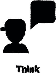 think, male color icon grunge style vector