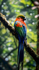 Rainbow Parrot Perches in Nature's Colorful Embrace