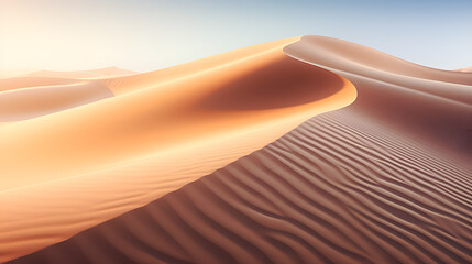 Soft abstract desert sand dunes landscape, Panoramic view of the Sahara desert at sunset, Morocco., desert scenery


