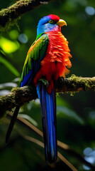 Obraz premium Rainbow Parrot Perches in Nature's Colorful Embrace