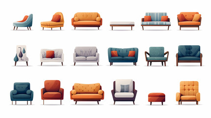 Set with different comfortable sofas on white background. Furniture for modern room interior,Generated with AI