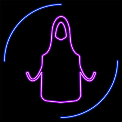 apron neon sign, modern glowing banner design, colorful modern design trends on black background. Vector illustration.