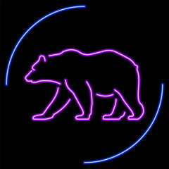bear neon sign, modern glowing banner design, colorful modern design trends on black background. Vector illustration.