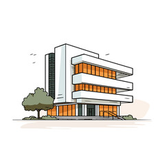 3d modern render of a building vector design