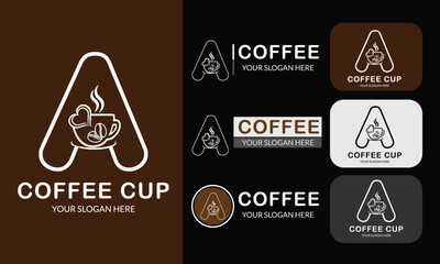 Letter A coffee bean simple, elegant, luxurious and professional logo design.
