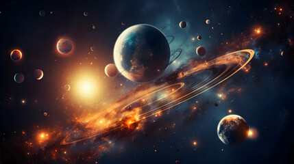 Obraz na płótnie Canvas Colorful planets of solar system Generated Ai