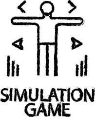 simulation game outline icon grunge style vector