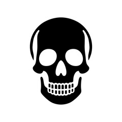 Skull icon silhouette, Human skeleton head. Death, pirate and danger symbol. Vector illustration