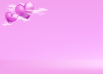 Floating realistic heart with purple background for mother day and valentine day,  editable scalable vector