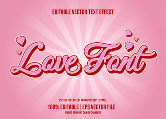 Love text effect 3d style editable font effect with pink gradient background